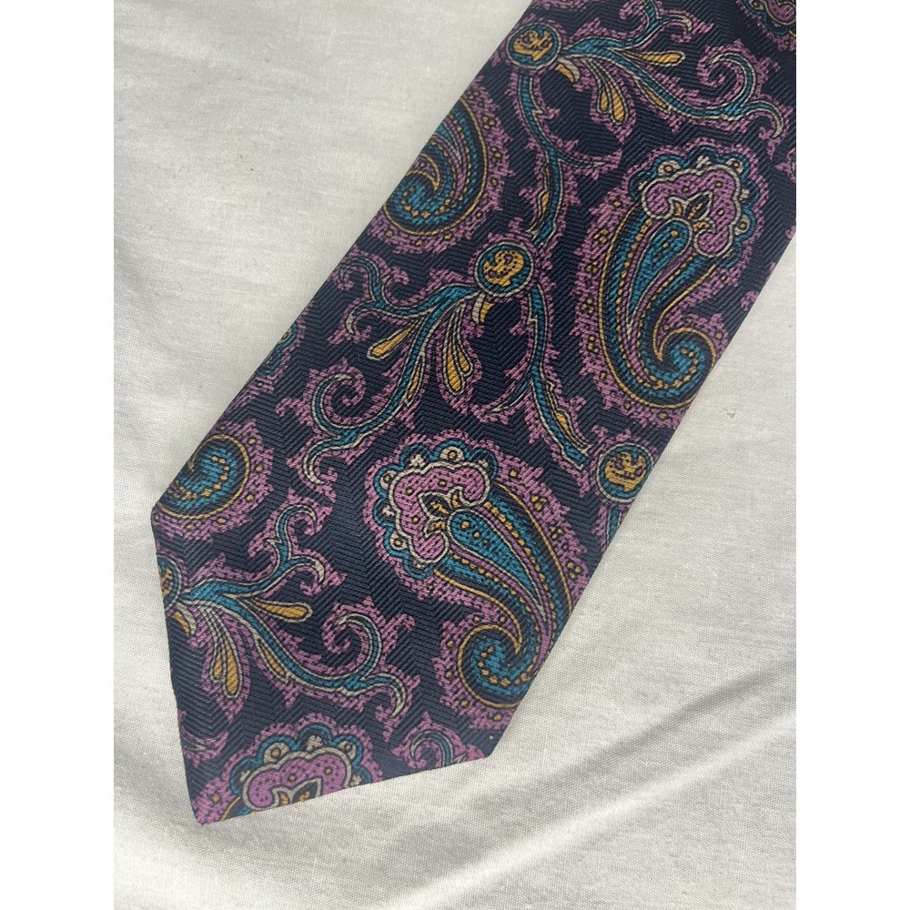 Jacob Roberts Pig & Peach Tie Multicolored Paisley All Silk